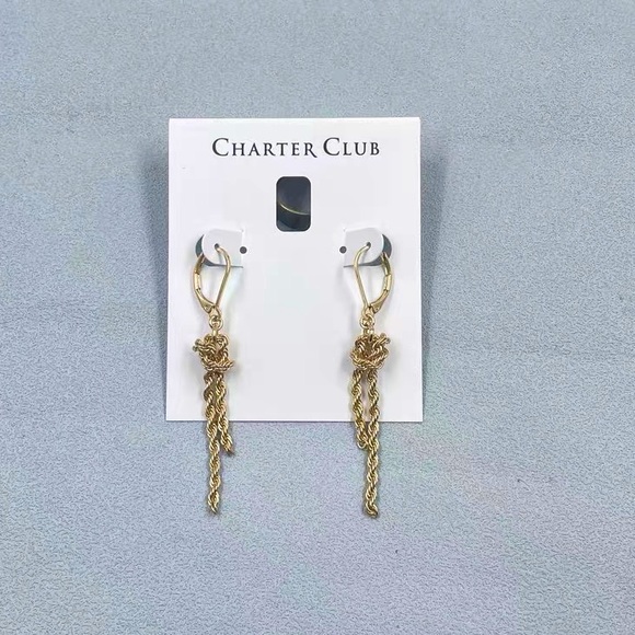 Charter Club Gold-Tone Knotted Rope Chain Drop Earrings - Picture 3 of 3
